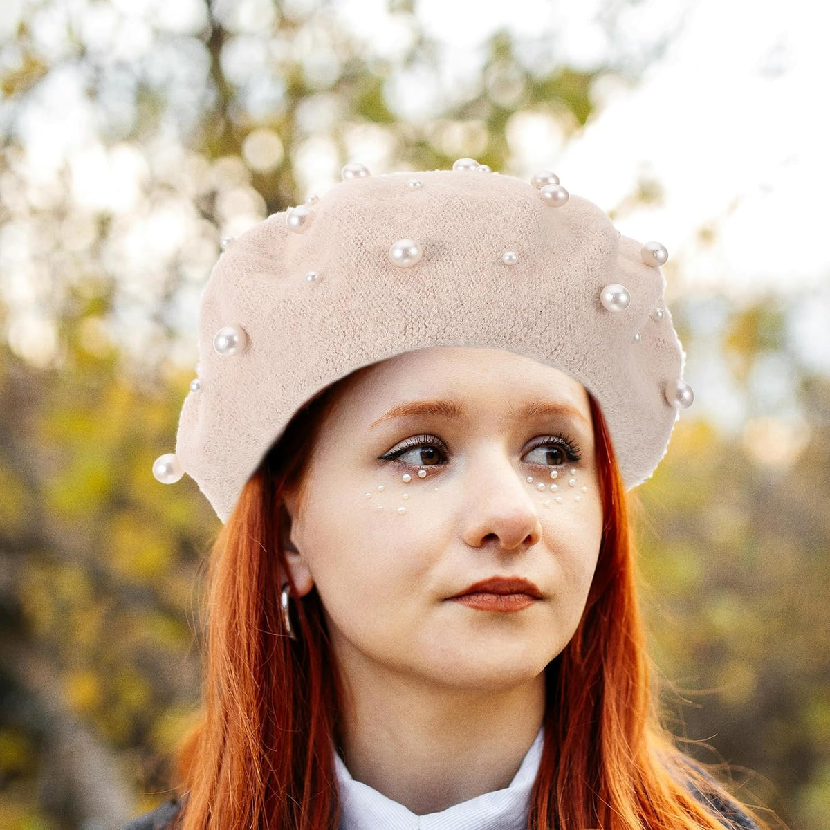 Beige Cashmere Wool Beret N948