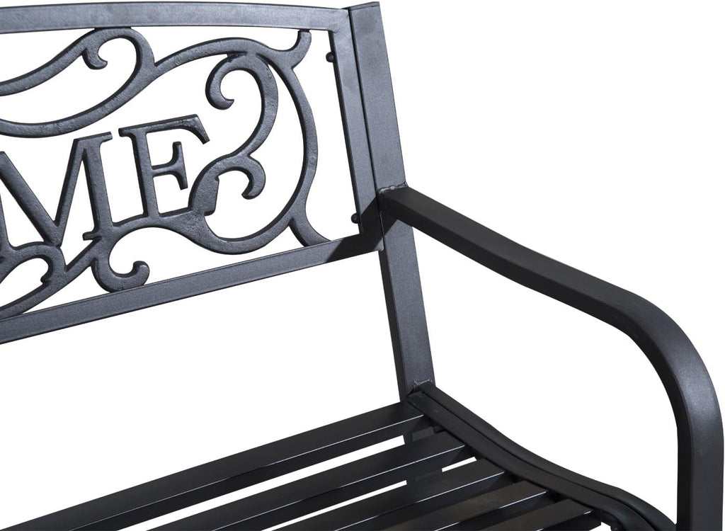 50 2-Person Garden Bench Loveseat with Cast Iron Decorative Vines L909153