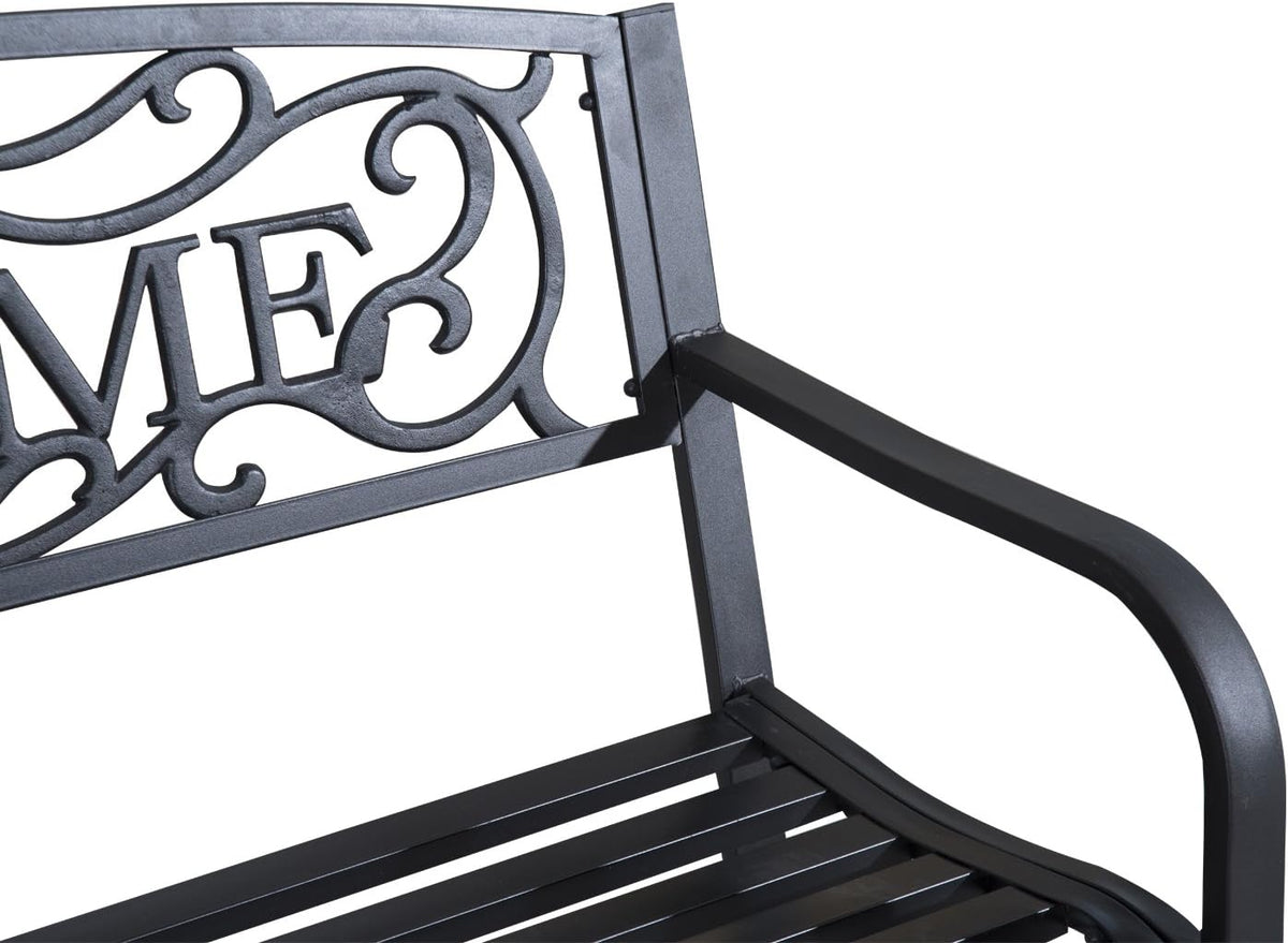 50 2-Person Garden Bench Loveseat with Cast Iron Decorative Vines L909153
