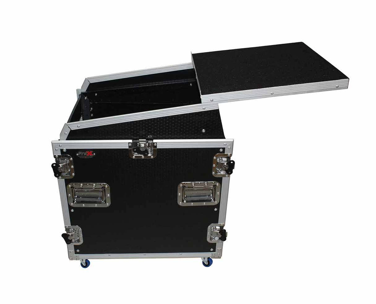 12U Rack 13U Top Mixer DJ Combo Flight Case with Laptop Shelf & Casters M8895