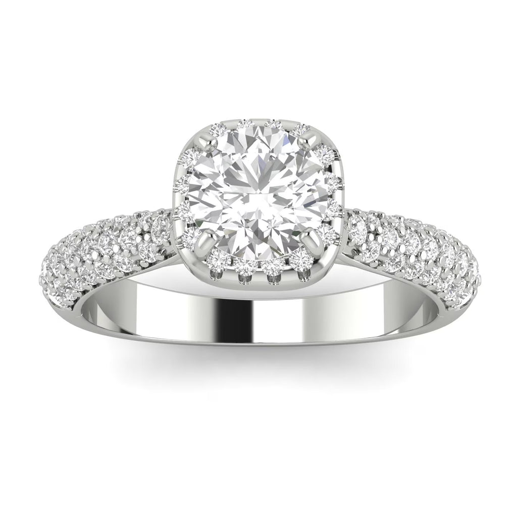 10k White Gold Diamond Halo Engagement Ring D76786