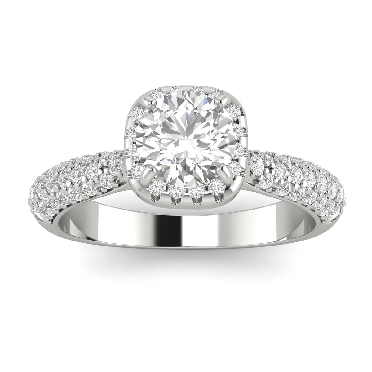 10k White Gold Diamond Halo Engagement Ring D76786