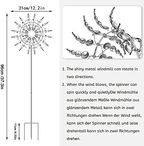 Stainless Steel Kinetic Wind Spinner Garden Stake Q138