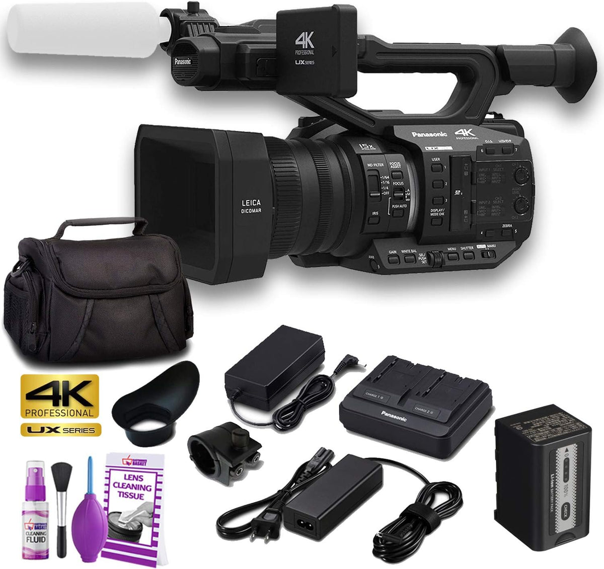 4K-UHD FHD Camcorder with Soft Padded Case and Cleaning Kit P984