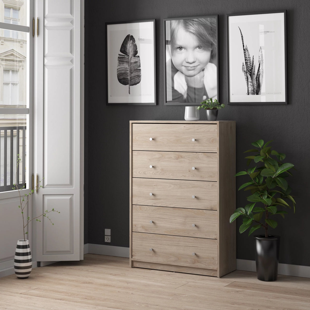 5 Drawer Chest Grey O44566