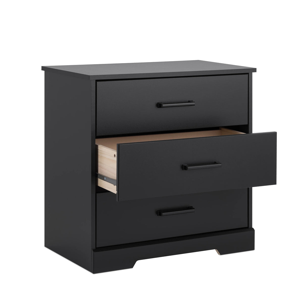 Black 3 Drawer Nightstand Bedside Table E23094