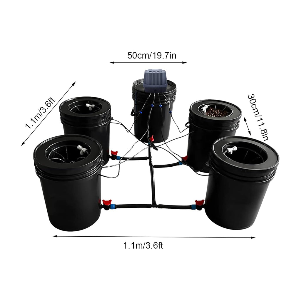 5-Gallon Deep Water Culture Hydroponics Grow System Kit with 5 Buckets C8085
