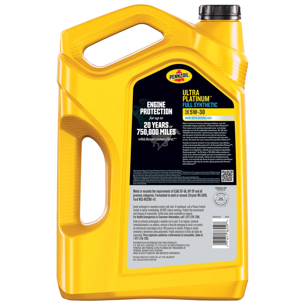 5W-30 Full Synthetic Motor Oil, 5 Quart C47654
