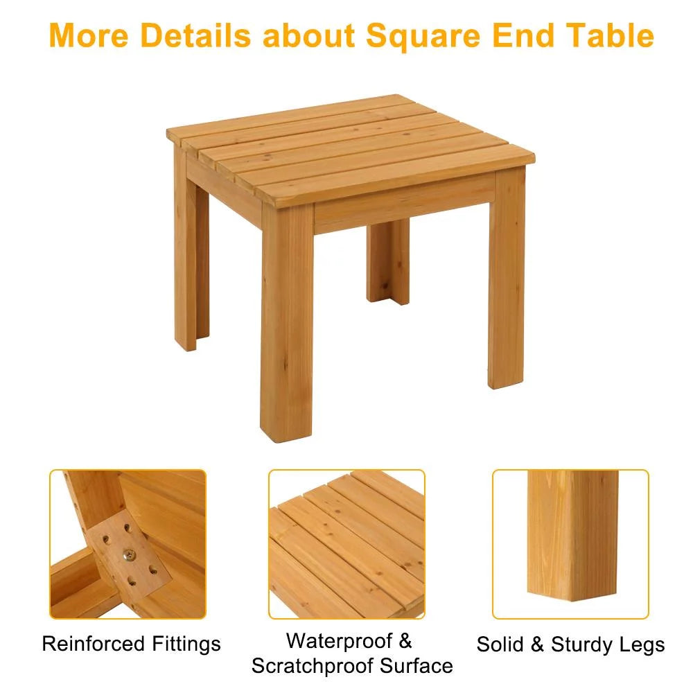 18" Fir Wood Square Side Table V1282