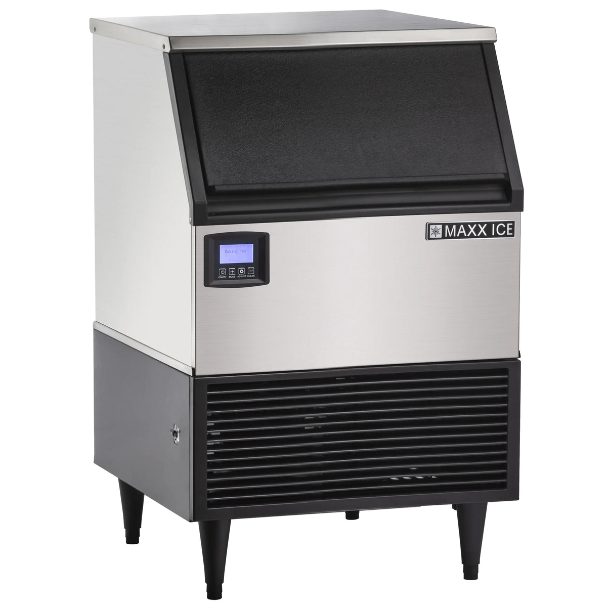 Self-Contained Ice Machine, 150 lbs, Half Dice Ice Cubes, 75 lb Built-in Ice Storage Bin, Stainless Steel with Black Trim N470656