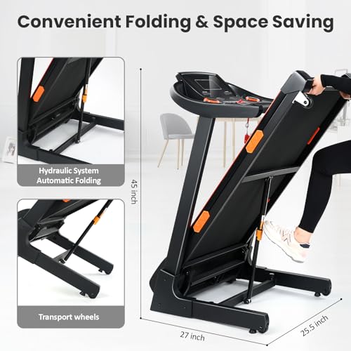 15% Auto Incline Folding Treadmill with Wide Belt, 320 lb Capacity M25062