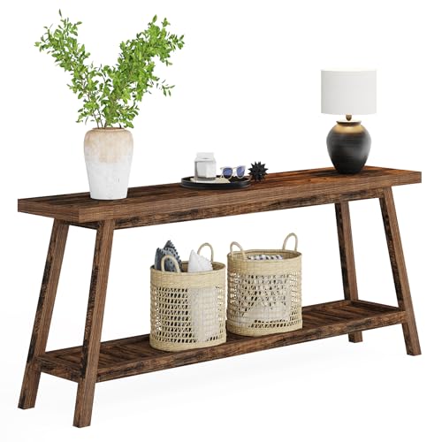 Rustic Brown 2-Tier Narrow Wood Console Table T476947