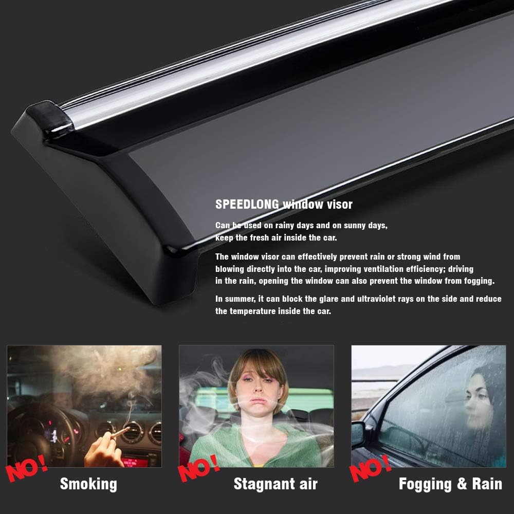 Car Window Visor Vent Shade Deflector Sun/Rain Guards Pack of 2 D40074