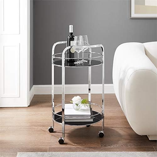 Chrome Metal and Glass Bar Cart R236771