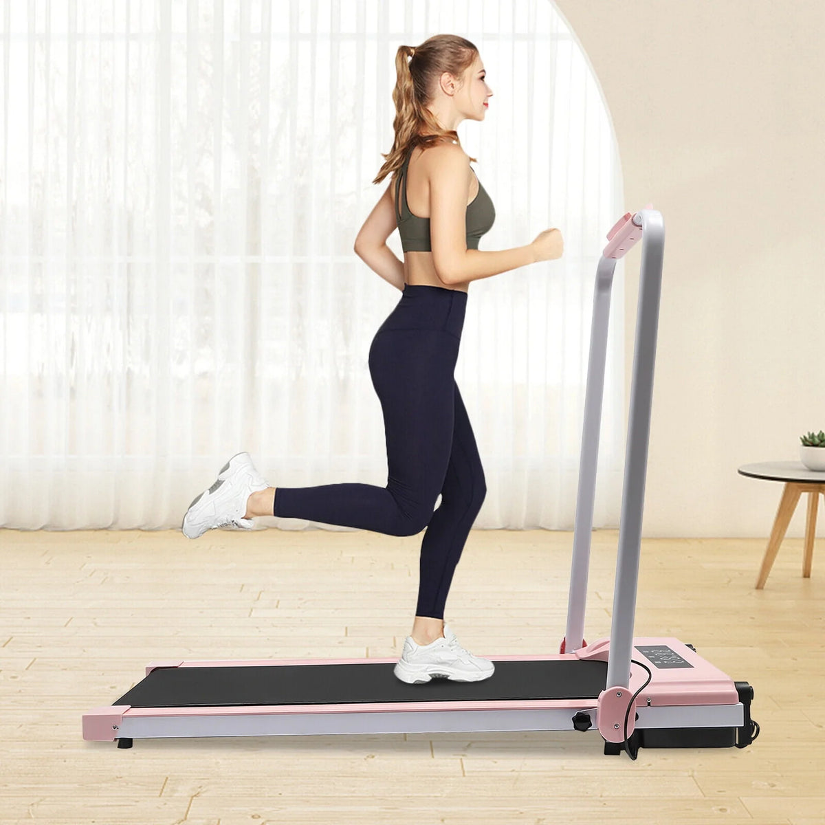 2 In 1 Electric Treadmill Walking Pad with Remote Black O382