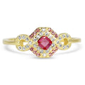 14k Gold Sterling Silver Simulated Pink Sapphire Ring Size 7 J363