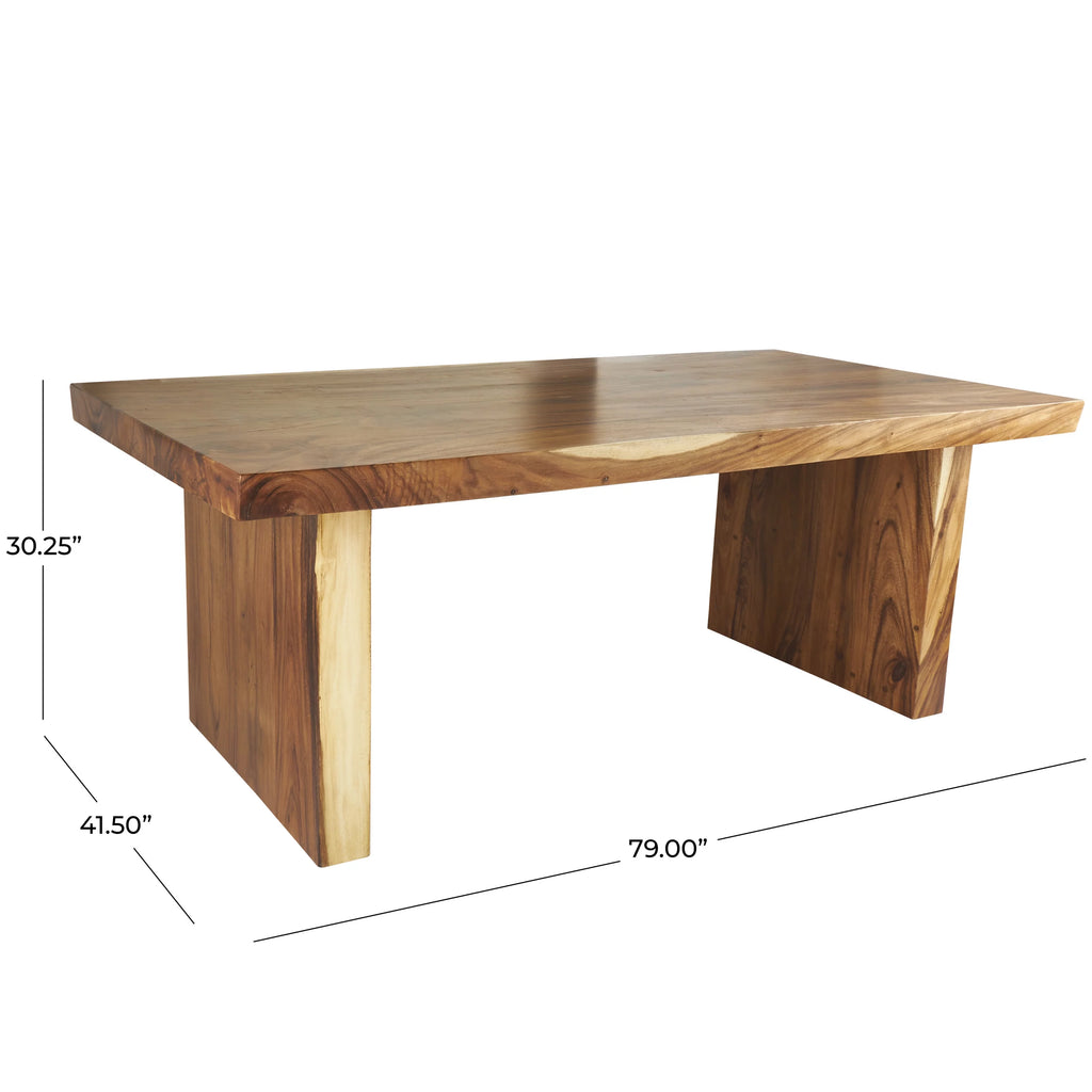 Brown Wood Dining Table with Block Style Base G79111