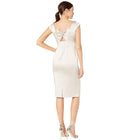 Champagne Stretch Satin Sheath Dress with Bow Back Detail C523
