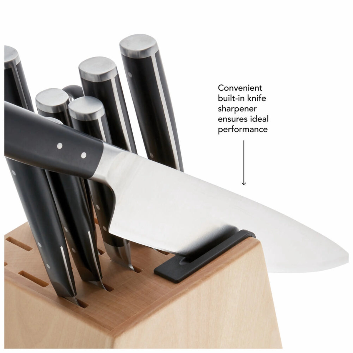 14-piece Forged Knife Block Set with Built-In Sharpener O65119