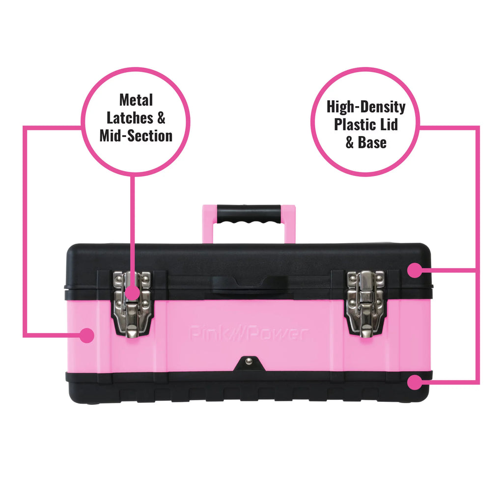 Pink 18” Metal Portable Locking Tool Box K666996