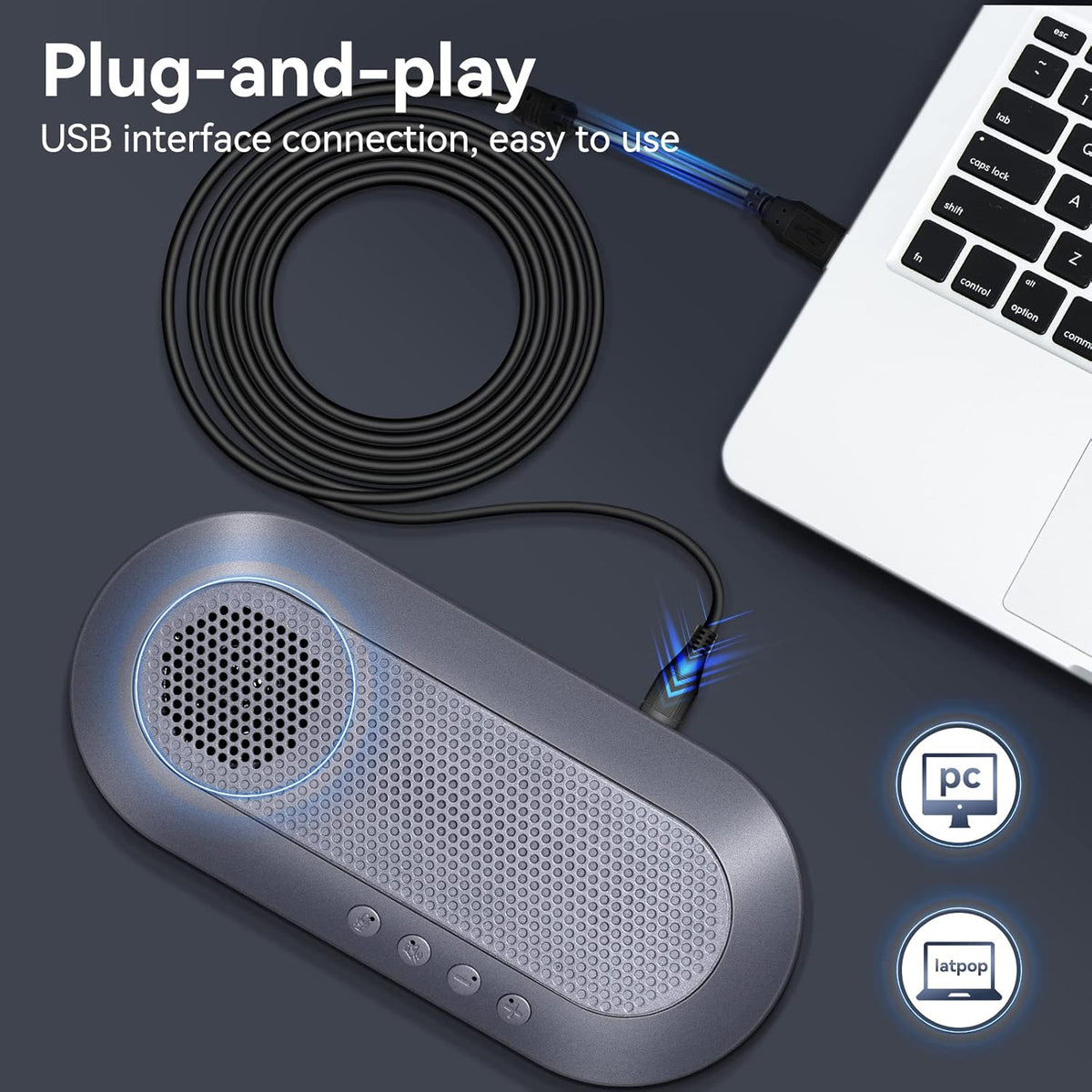 Pack of 2 USB Speakerphone with 360° Omnidirectional Microphone A247