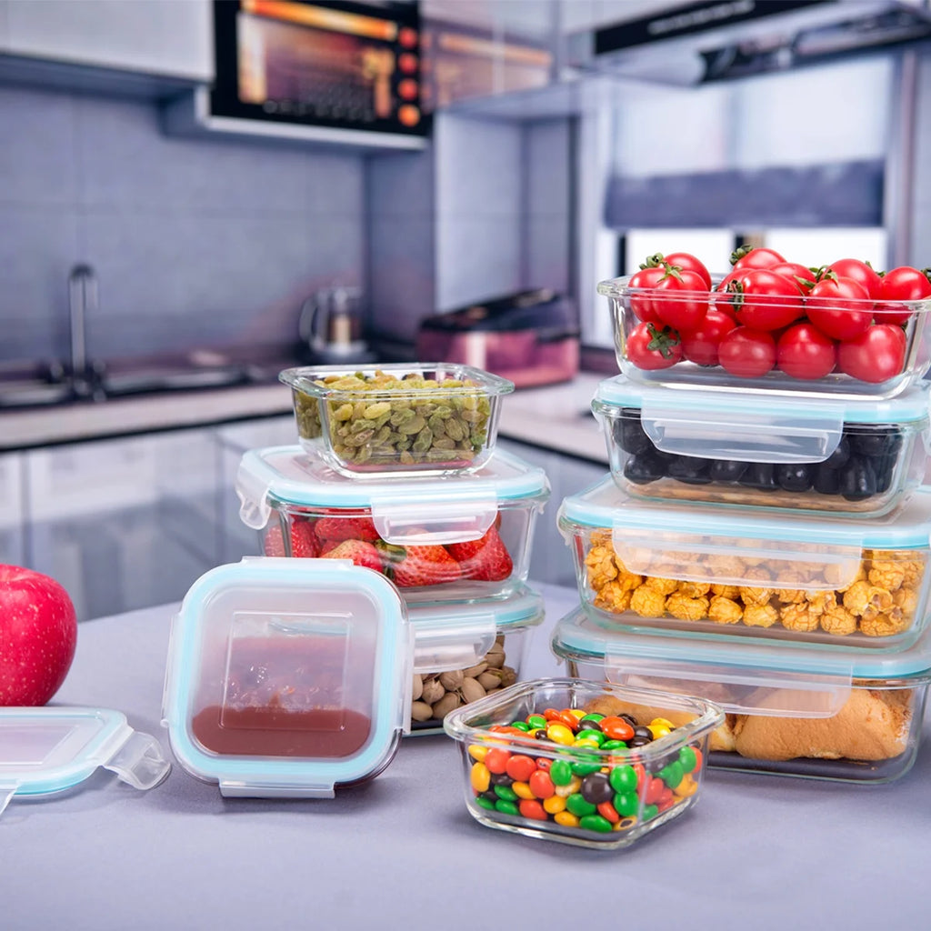 18pc Glass Containers Set with Lock Tight Lids P5179