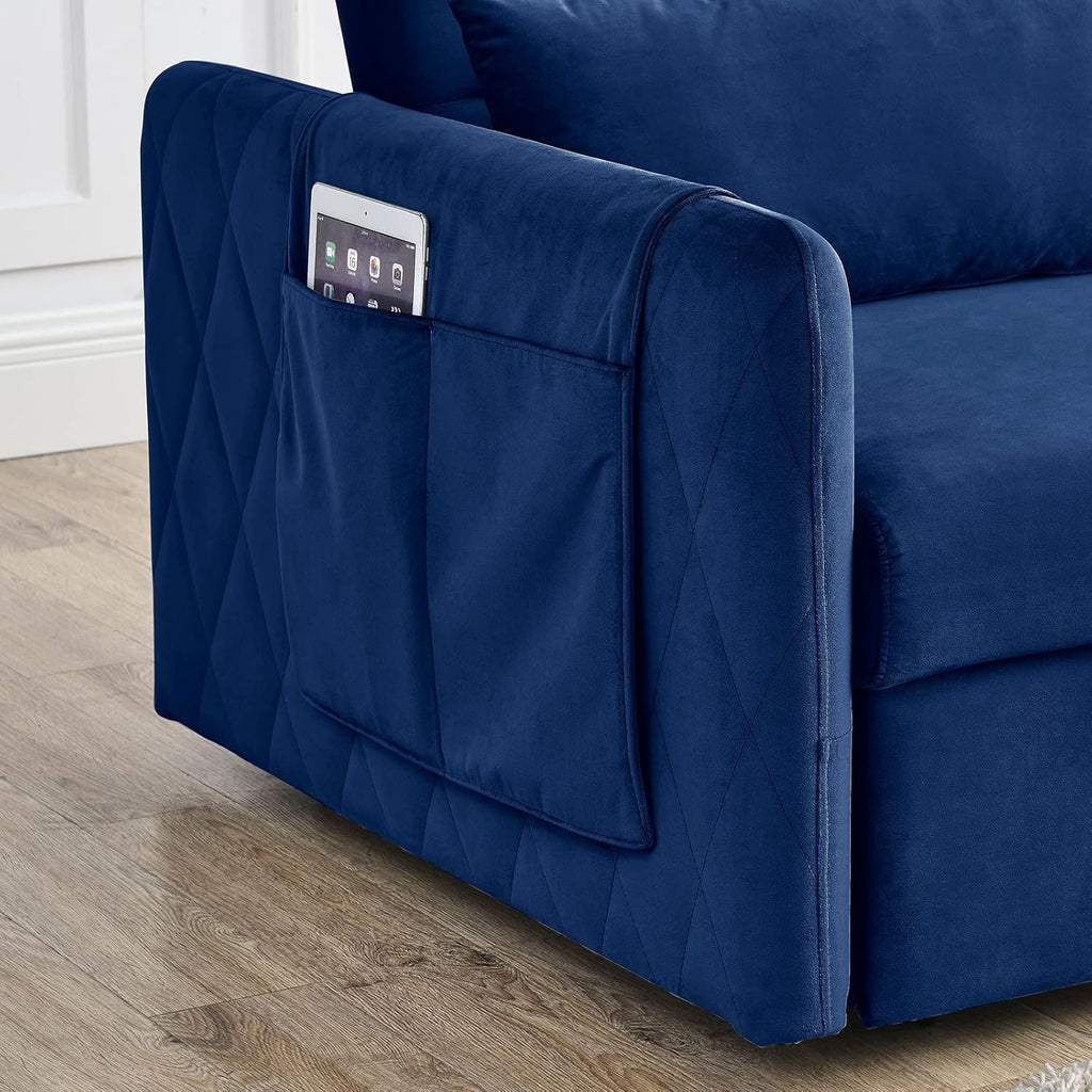 55" Velvet Convertible Sleeper Sofa with Pull Out Bed R4307