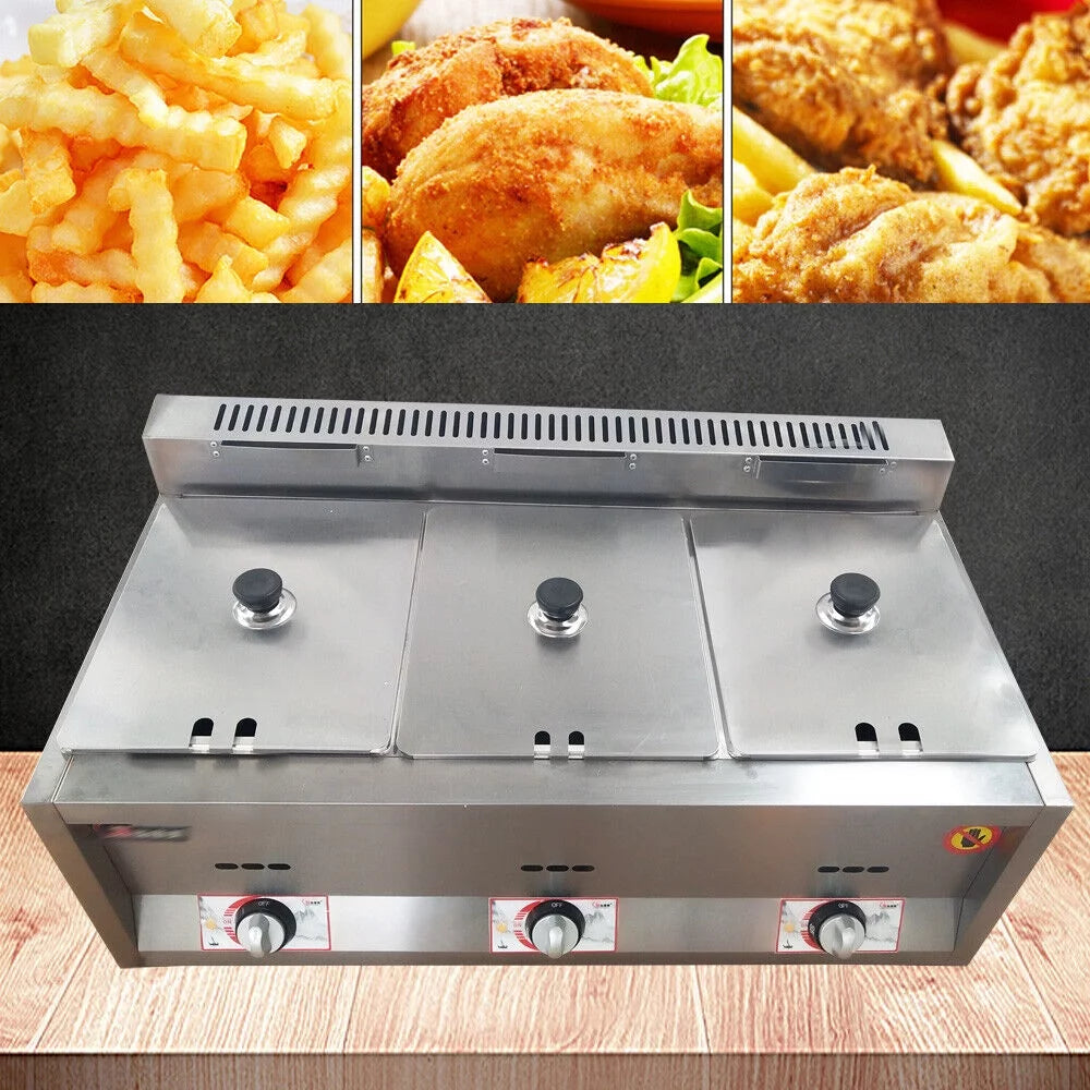 18L Propane NG Gas Fryer 3 Pan N65746
