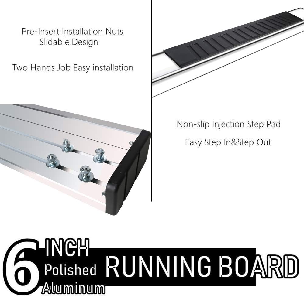 6 Inch Chrome Running Boards Side Step Rails P826