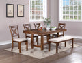 6pc Dining Set Table 4 Side Chairs Bench Cushion Upholstered Solid Wood R9324