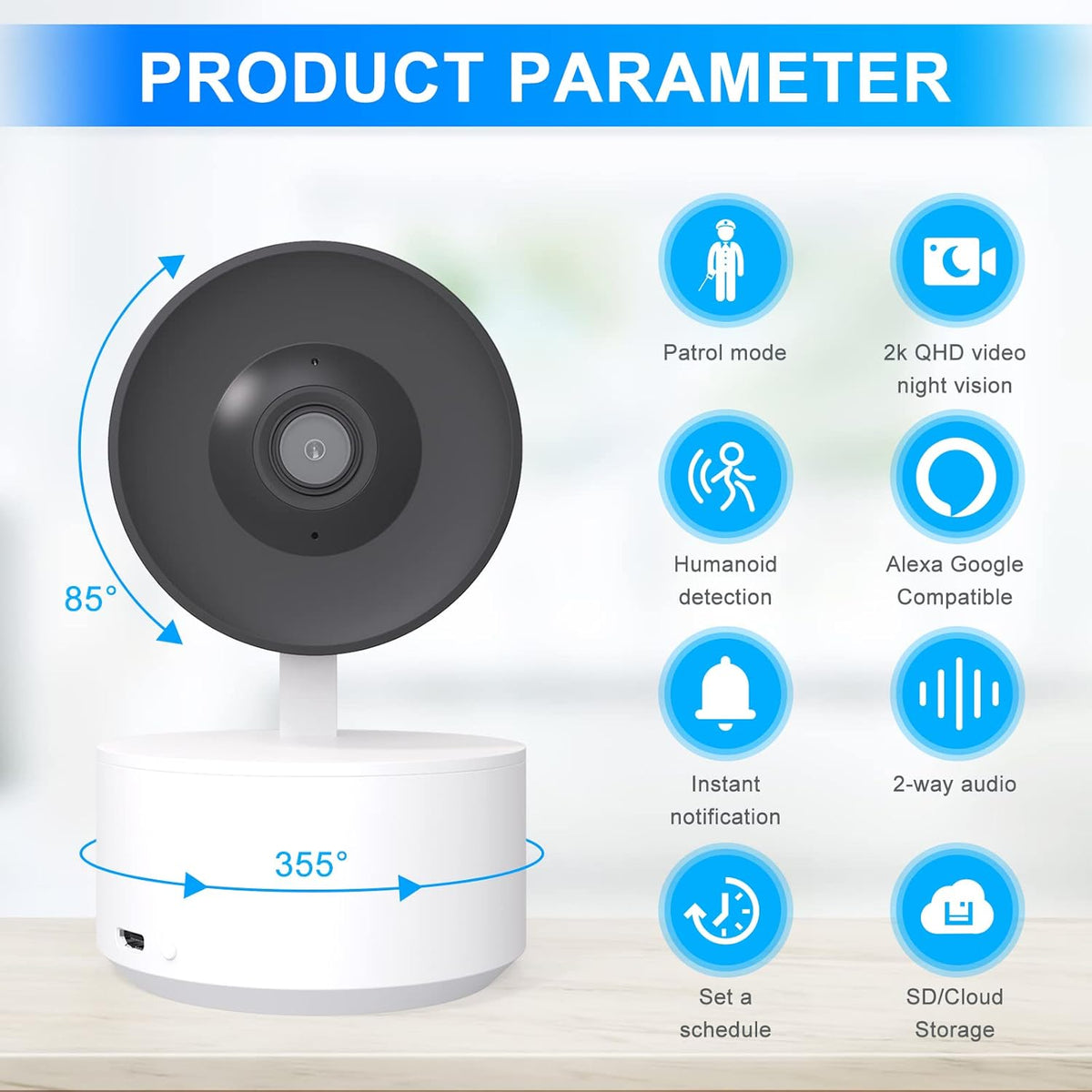 Indoor WiFi Security Camera with Infrared Night Vision and Motion Tracking B474841