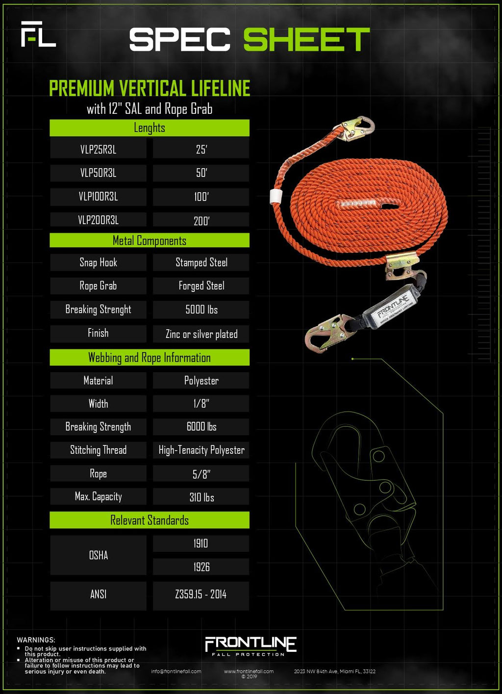 Vertical Lifeline with Rope Grab R15232