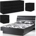 Black 4pc Queen Bed Dresser & 2 Nightstands D42917