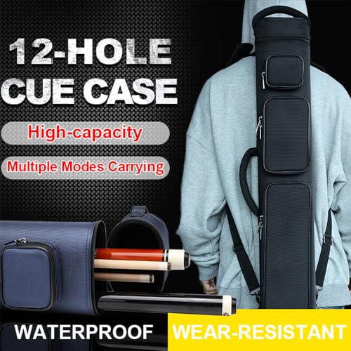 12-Hole Nylon Pool Cue Case, Black/Blue M188566