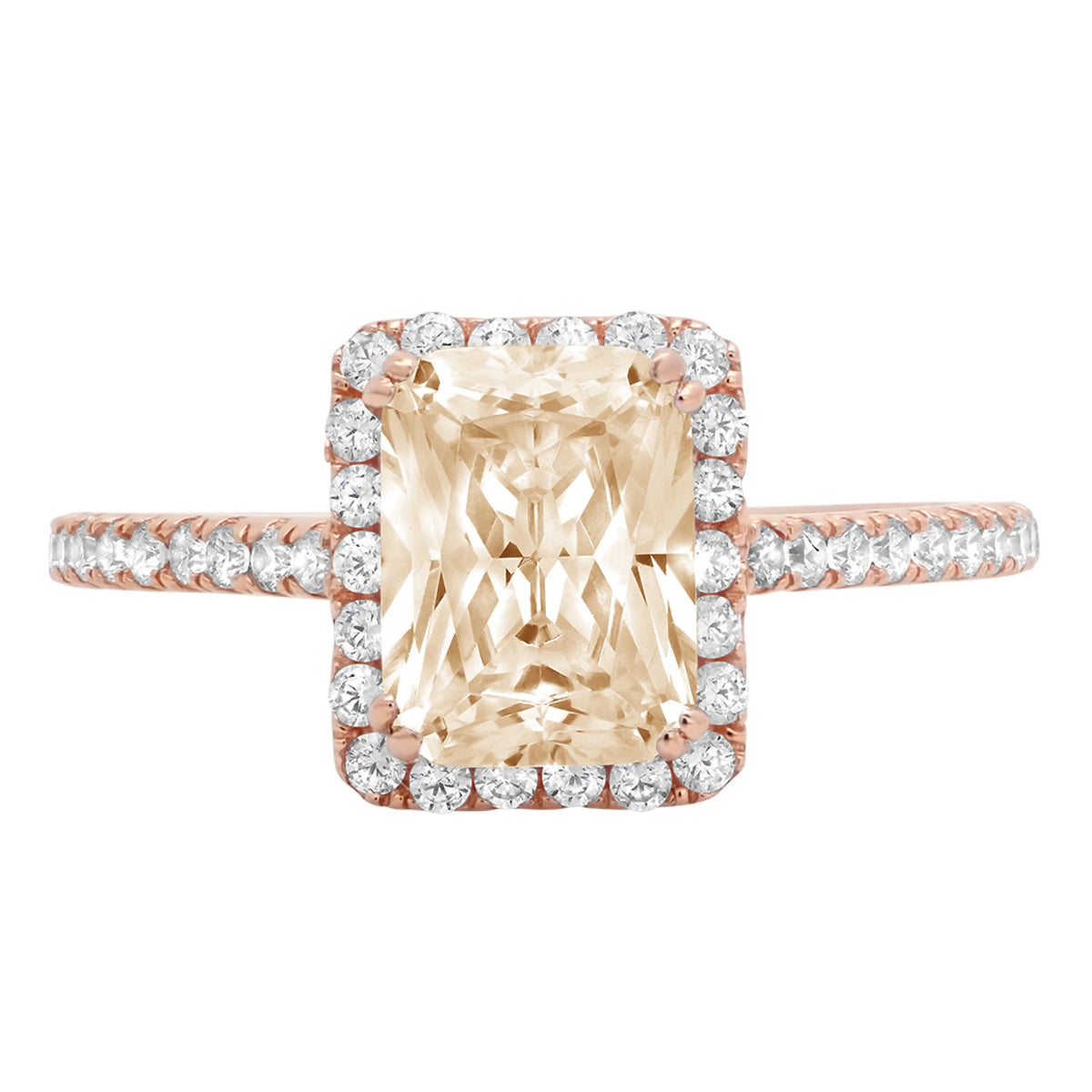 Emerald Cut Yellow Moissanite Halo Ring F1487