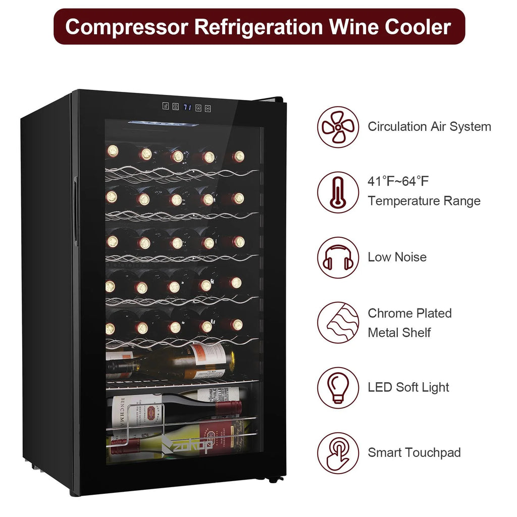 34 Bottle Compressor Wine Fridge, Black P754