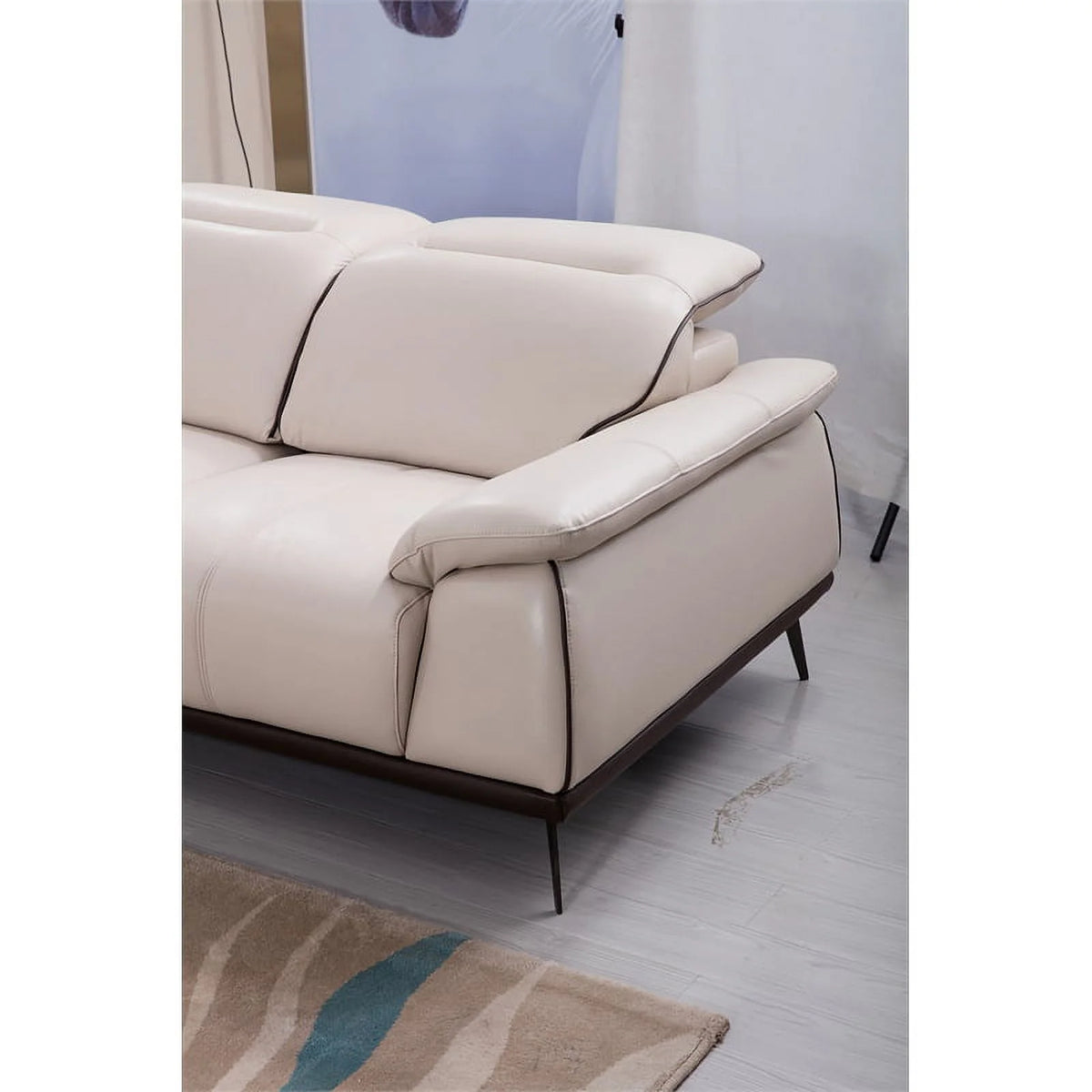 Beige Leather Loveseat L713113