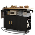 White Rolling Mobile Kitchen Island Cart with Drop Leaf Countertop and 5 Wheels M7134