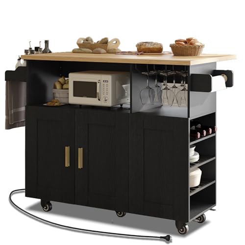 White Rolling Mobile Kitchen Island Cart with Drop Leaf Countertop and 5 Wheels M7134