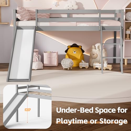 Twin Wood Bunk Bed with Slide and Ladder J619
