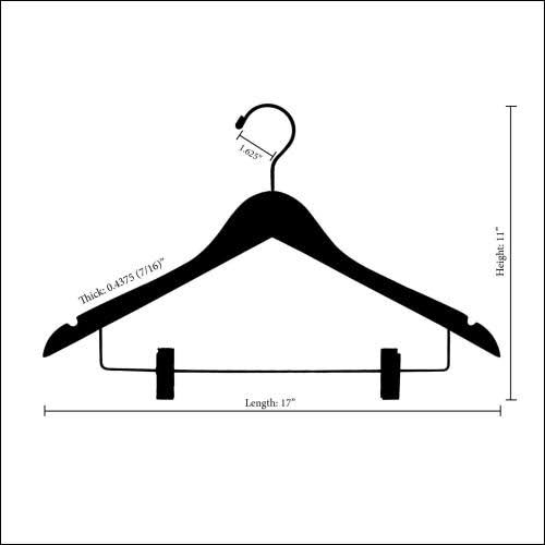 Wooden Combo Hanger with Adjustable Clips Case of 50 K134282