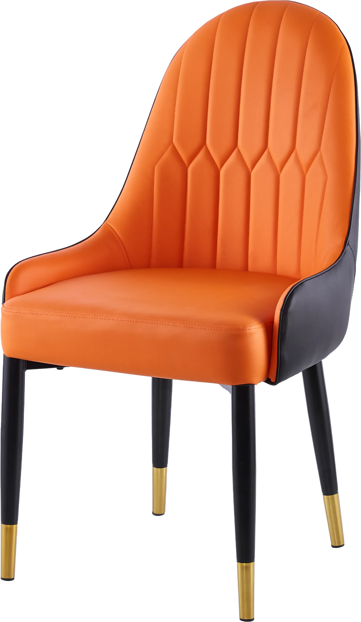 Set of 2 Leather Dining Chairs with Black Plastic Tube Plug-Orange X318