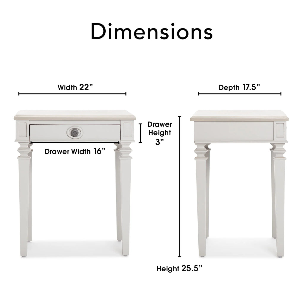 Light Gray Solid Wood End Table Nightstand with Drawer D25661