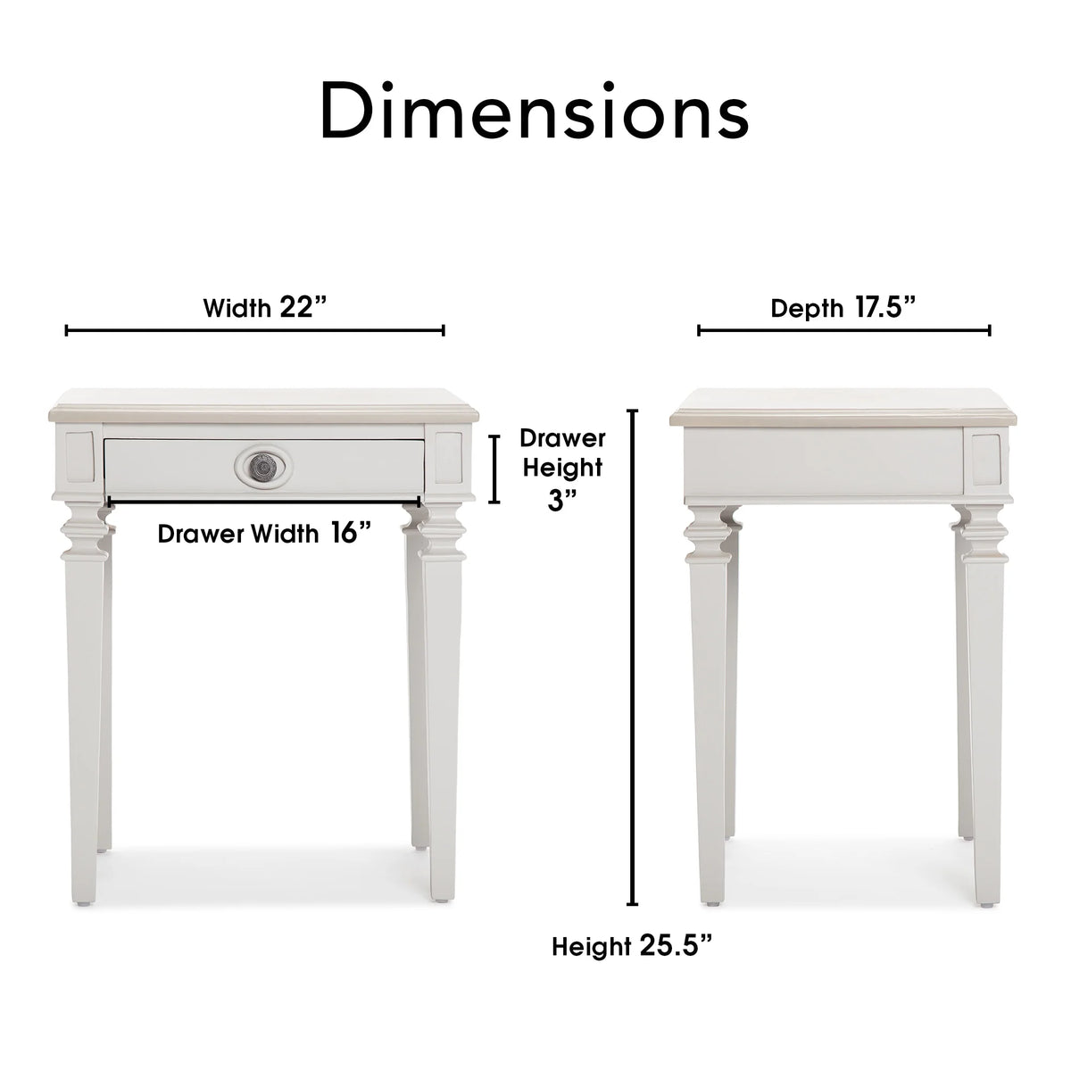Light Gray Solid Wood End Table Nightstand with Drawer D25661