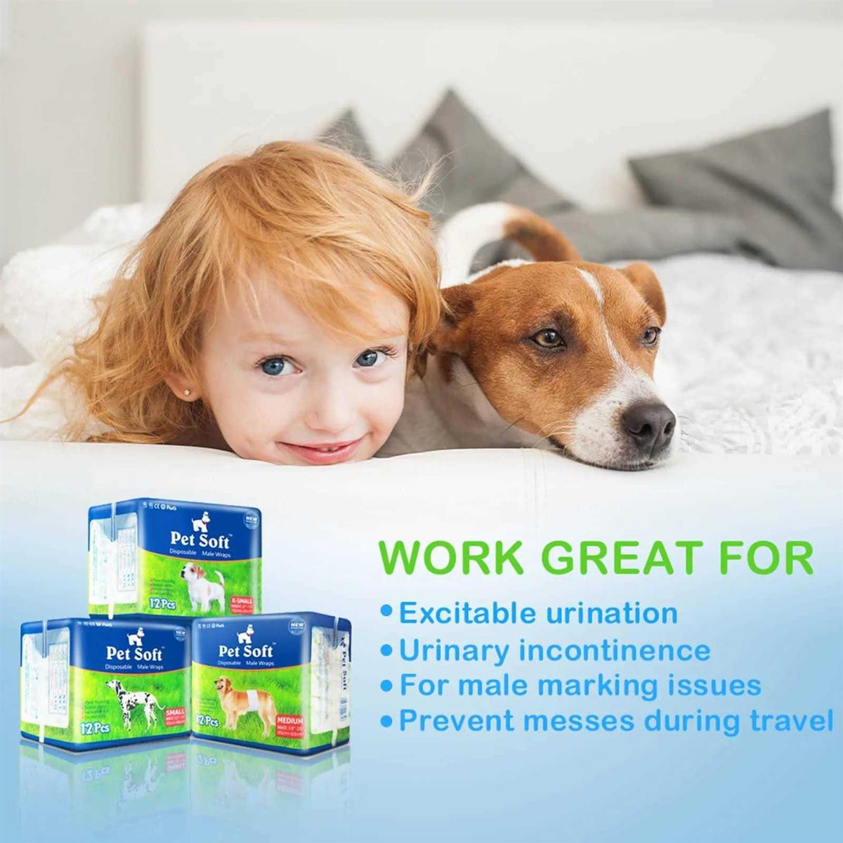 Soft Disposable Male Dog Diaper 12Pcs M J8216