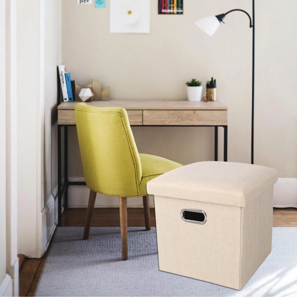 Beige Storage Ottoman Bench Y93585