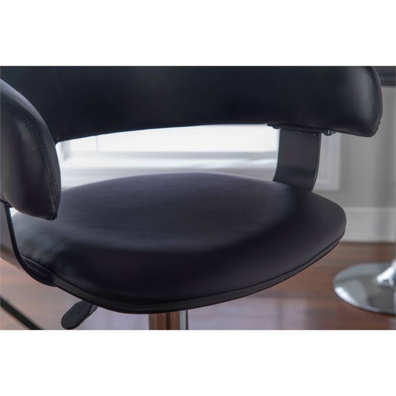Black Faux Leather Adjustable Height Bar Stool A305458
