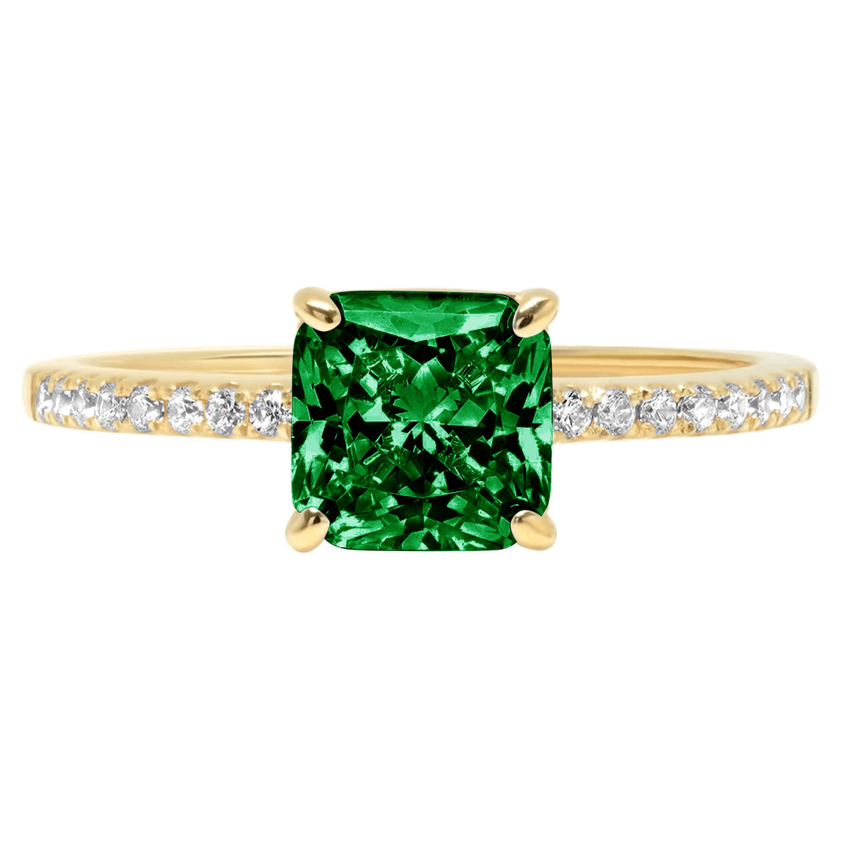 2.7ct Asscher Cut Green Simulated Emerald 18k Yellow Gold Ring Size 3.5 Z702600