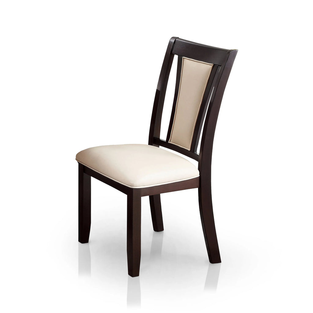 Slatted Dark Cherry Padded Dining Chairs Set of 2 F71833