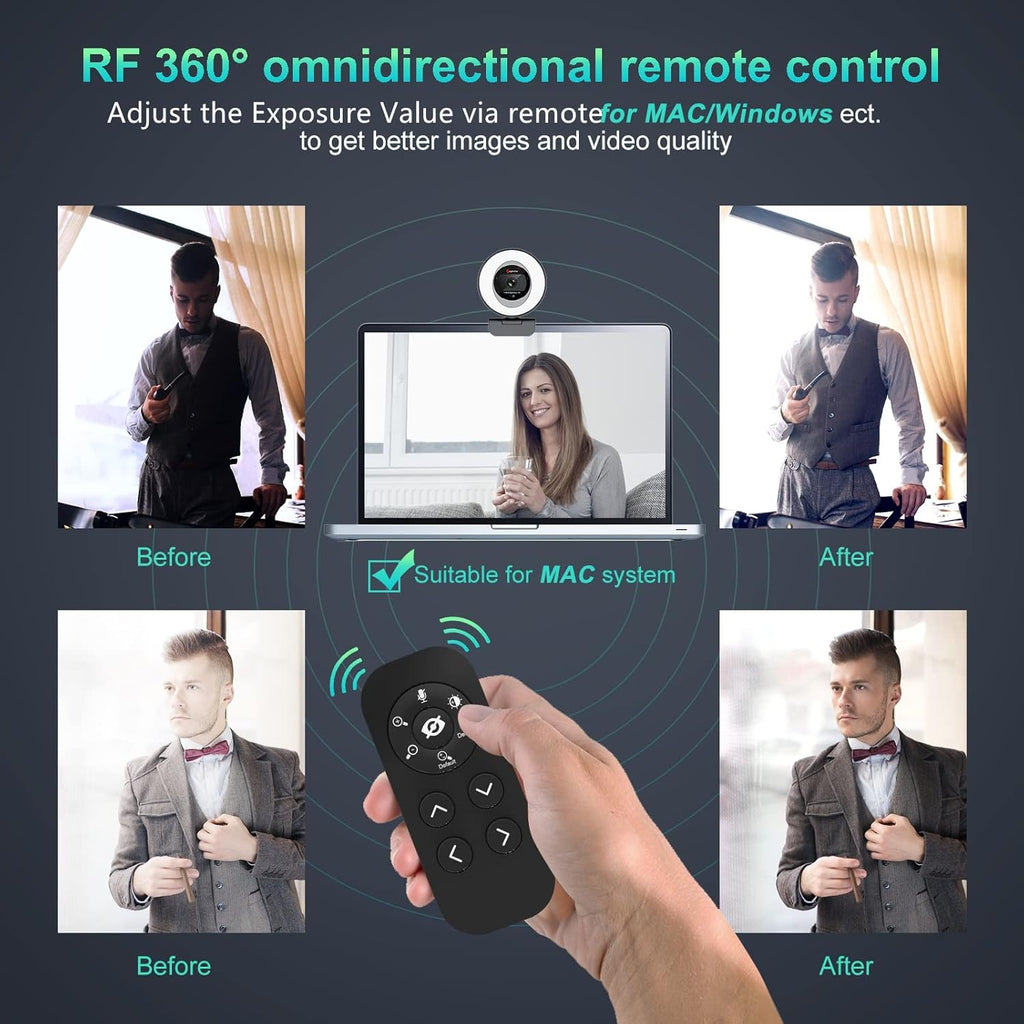 60FPS 1080P Streaming Webcam with Ring Light and Privacy Cover S764971